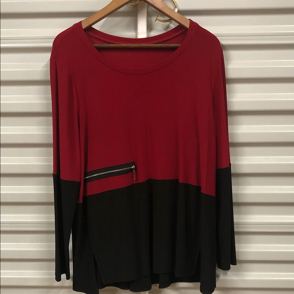 Boutique brand Red and Black Long Sleeve Top